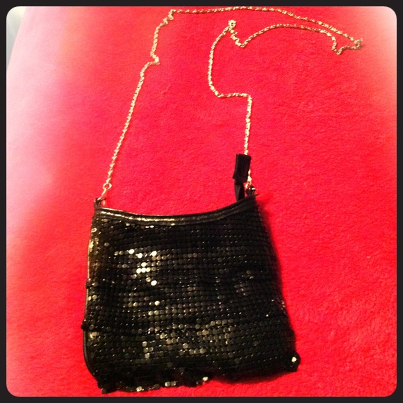 Black sequenced evening bag