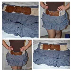 -Light-blue layered skirt