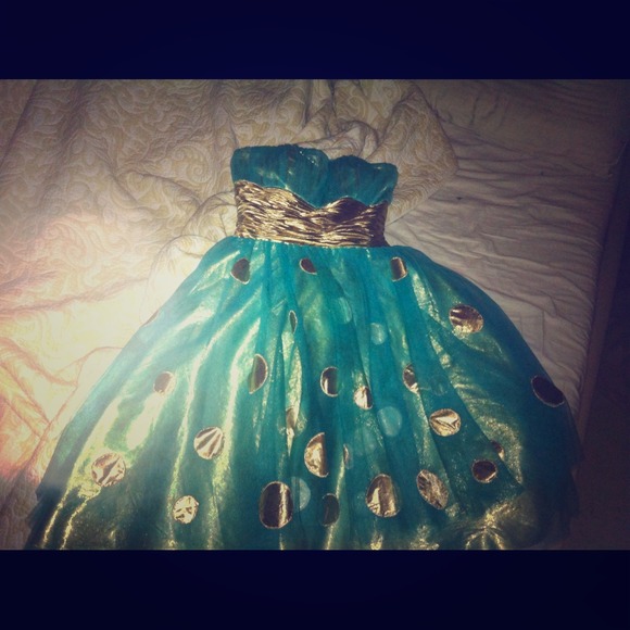 Turquoise and gold Jovani dress size 4