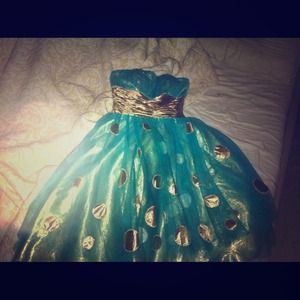 Turquoise and gold Jovani dress size 4