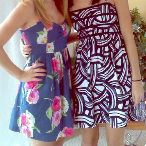 Flower dress and black and white dress