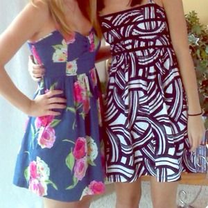 Flower dress and black and white dress
