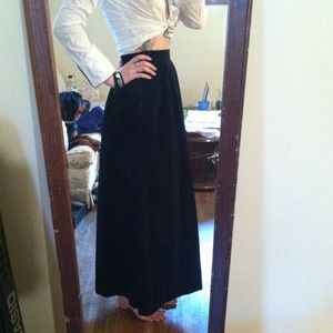Vintage Black Velvety Full Length Skirt