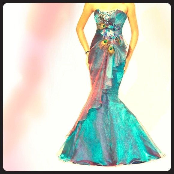 peacock mermaid style Blush Prom Dress 2012. - Picture 1 of 1