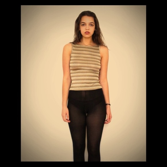 Vintage 1990's Metallic Gold Zig Zag Tank Top
