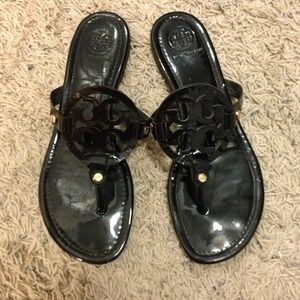 Tory burch black patent miller sandal