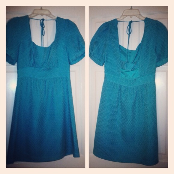 Turquoise Tibi dress & blk/white Tibi dress