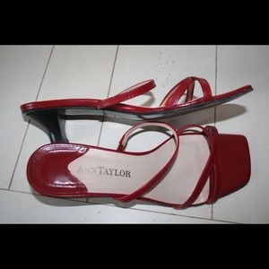 Ann Taylor Deep Red Sandals w/ kitten heel, 8.5