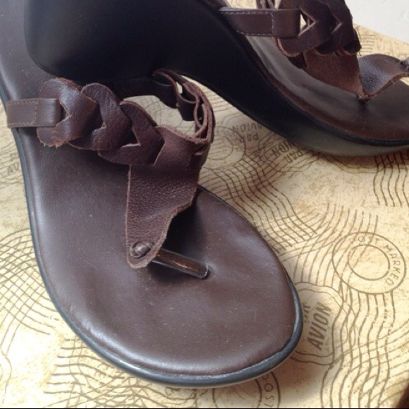 Leather braided sandals with wedge heel -7.5