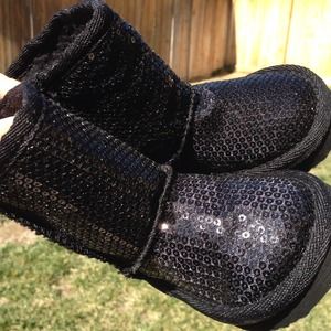 Black sequined baby ugg style boots