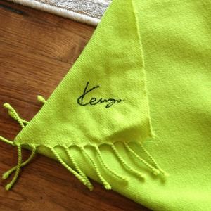 Kenzo lime green large wrap / pashmina wool
