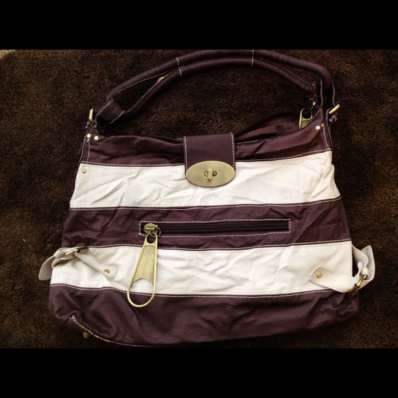 🚫SOLD🚫Brown and cream striped purse