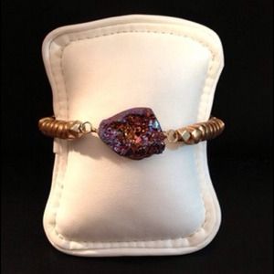 Purple Druzy Connector w/ Gold Snake Bracelet