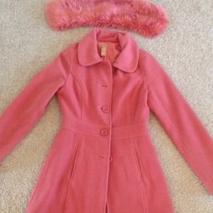 Coral fitted Pea Coat Forever 21 Size Small