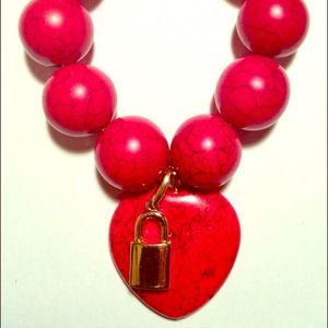 Red turquoise bracelet with removable charms(2).