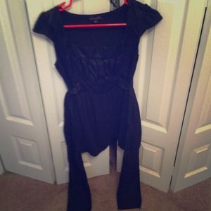 Black dress top with ribbon belt