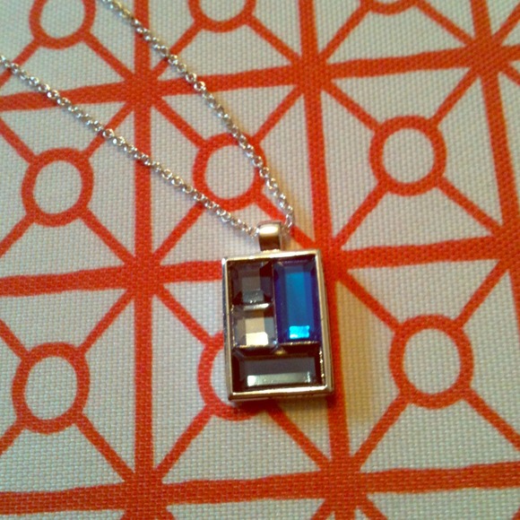 Geometric blue rectangle necklace