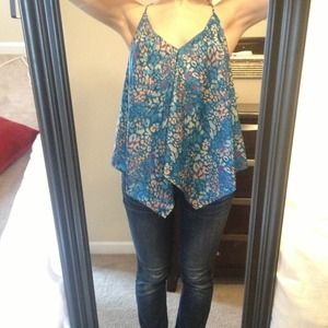 Cheetah print silk tank top