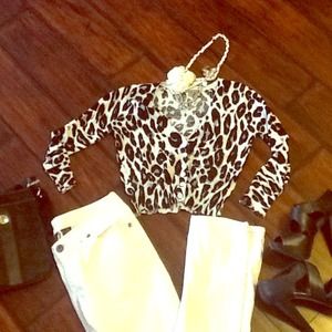 Charlotte Russe Leopard Cardigan Size Small