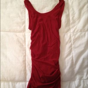 Sweet Pea red mesh tank with rusched sides