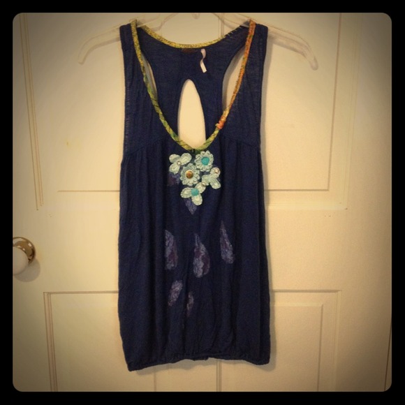 free people eyelet tank with flower embroidery