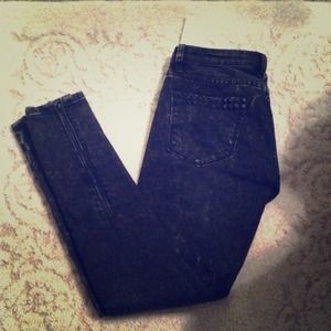 Blank NYC Black studded acid wash skinny jeans