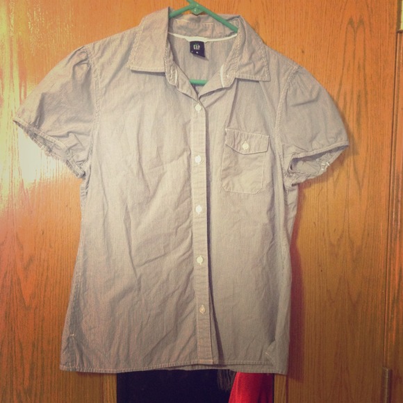 Blue and white button down shirt. - Picture 1 of 1