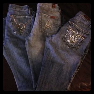 1 Bebe jeans size 28, Seven size 26 , jeans size 5
