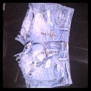 Vintage double cross studded shorts