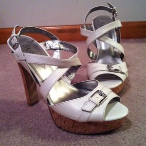White Strappy Heels by GUESS