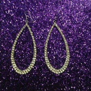Tear drop shape hoop rhinestone earrings