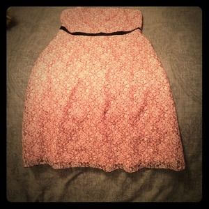 Strapless pink lace dress
