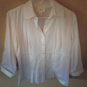 Ann Taylor loft-white 3/4sleeve blouse