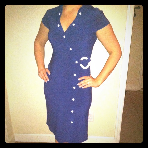 NBW Navy Joseph Ribkoff designer dress