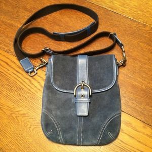 Coach- blue suede cross body bag