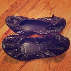 Purple Faux Snake Skin Flats