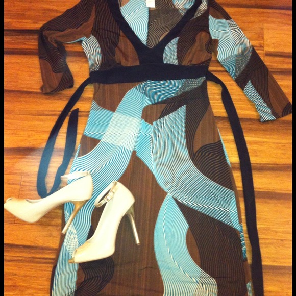 Poetry geometrical design dress with tie back.