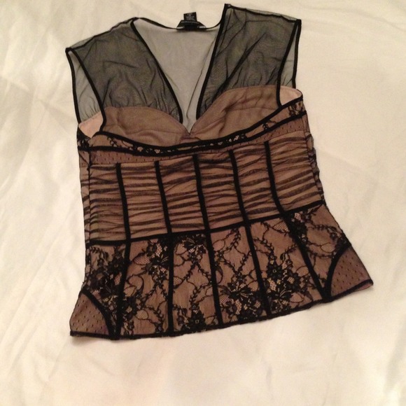 SOLD 👚Black Lace and Mesh Corset Top - Picture 2 of 3