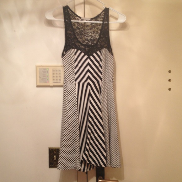 Stripe & Lace Top Dress