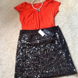 Banana Republic Monogram Black Sequin Skirt