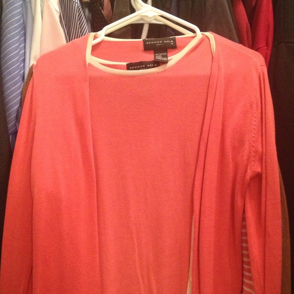 Pink short sleeve shirt and cardigan