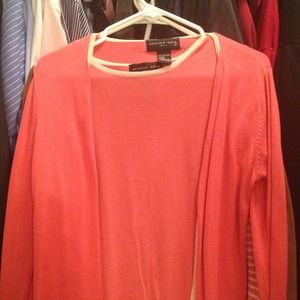 Pink short sleeve shirt and cardigan