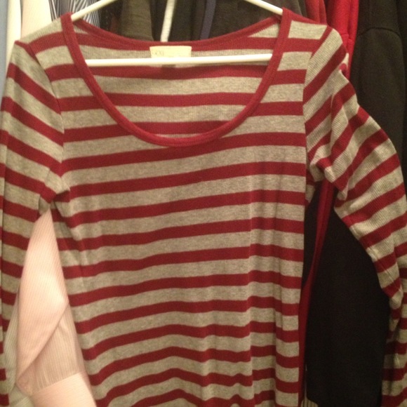 Red and grey long sleeve shirt