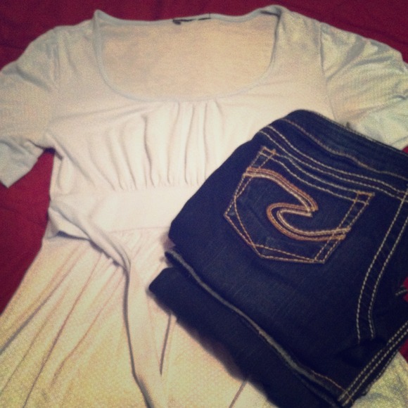 Tops - Sky blue with white polka dots blouse!