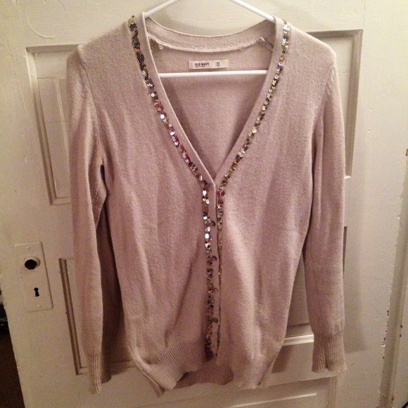 Sequined taupe cardigan!