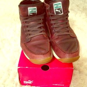 Mens Puma burgundy leather mid boots size 11