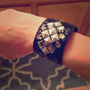 Silver studded black bracelet