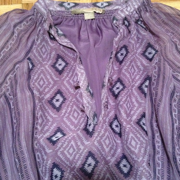 Purple tribal print dress with tasseled belt - Picture 2 of 4