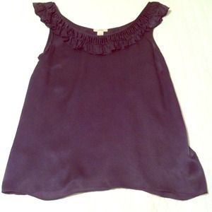 JCrew silky ruffle top in charcoal