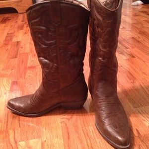 Authentic dark brown cowboy boots